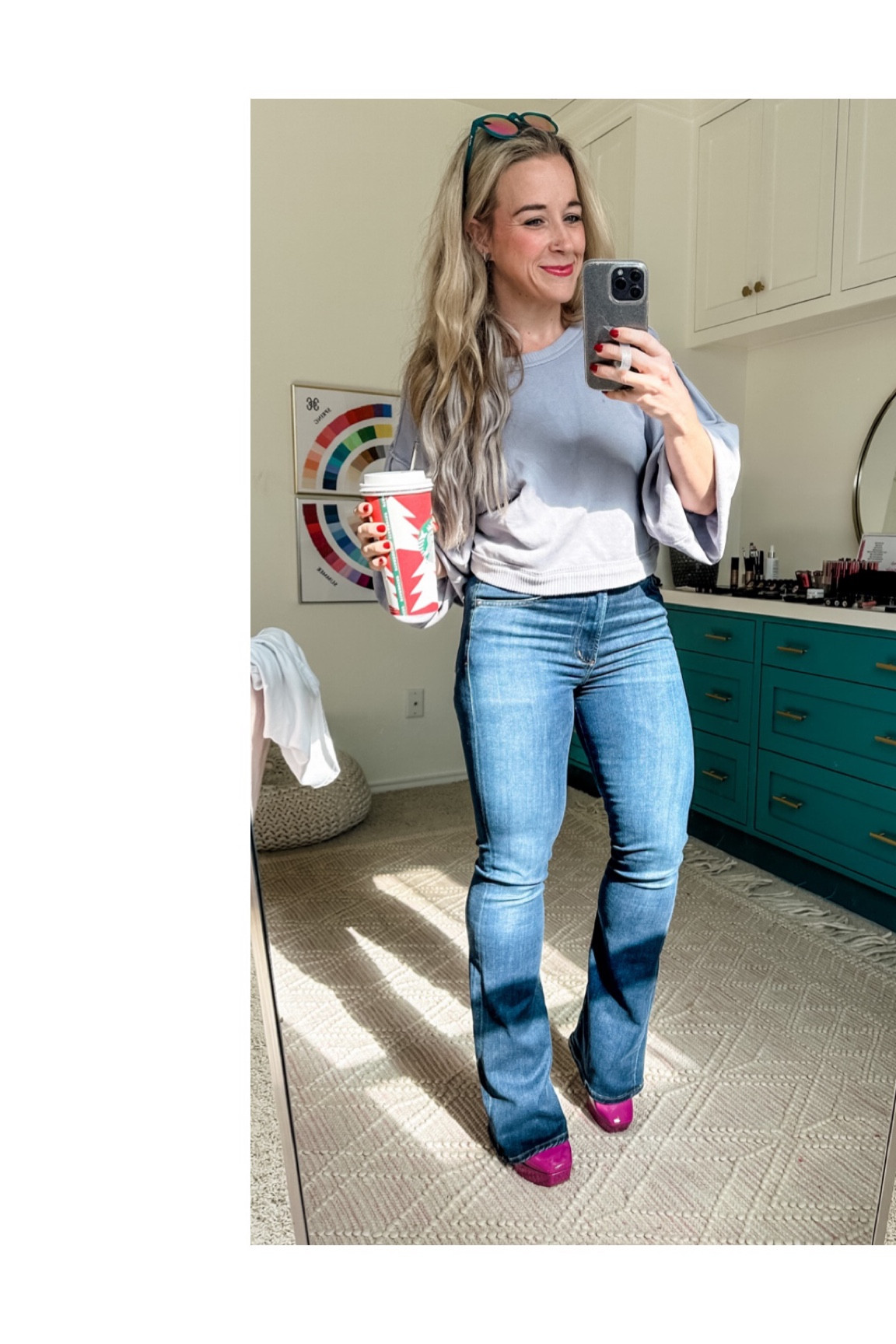Short girl flare jeans FTW, fun sunglasses, and platform heels #hocsummer 

My sweater is old Free People, but I’ve linked an awesome similar option for $25!

#LTKstyletip #LTKworkwear #LTKshoecrush