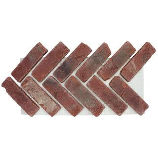 28 in. x 12.5 in. x 0.5 in. Brickwebb Herringbone Midtown Thin Brick Sheets (Box of 5-Sheets) | The Home Depot