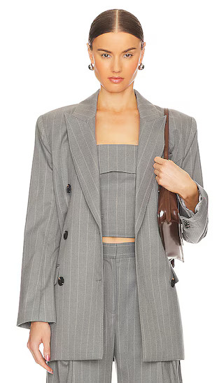 Ainsley Blazer in Grey Stripe | Revolve Clothing (Global)