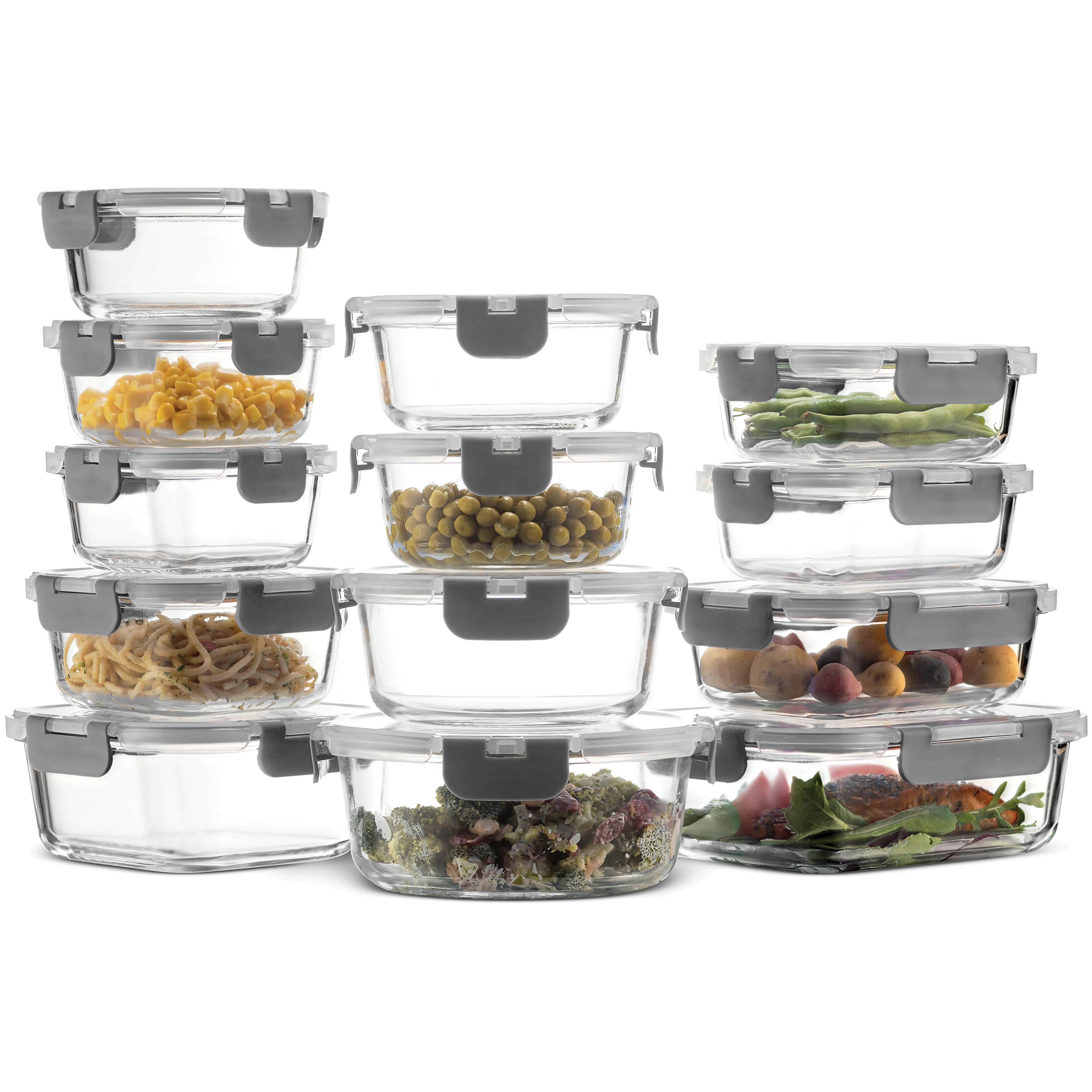 Superior Glass Food Storage Containers Set 24-Piece - Newly Innovated Hinged BPA-free Locking lid... | Walmart (US)