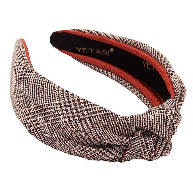 Plaid Knotted Headbands for Women Go with Everything , No Headache Brown Top Knot headband for wo... | Amazon (US)