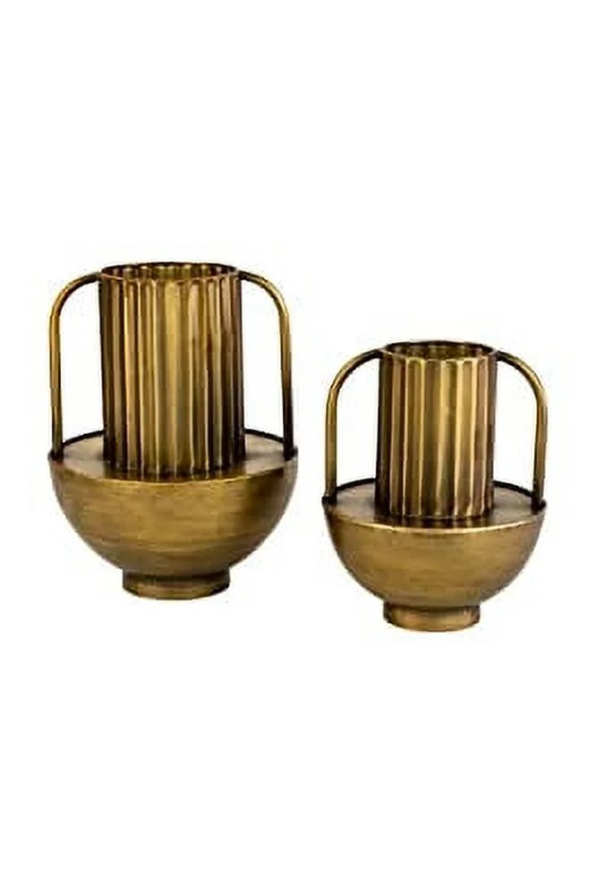 Kalalou CBB1125 Antique Brass Finish Vases with Handles, 12-inch Tall, Metal, Set of 2 | Walmart (US)