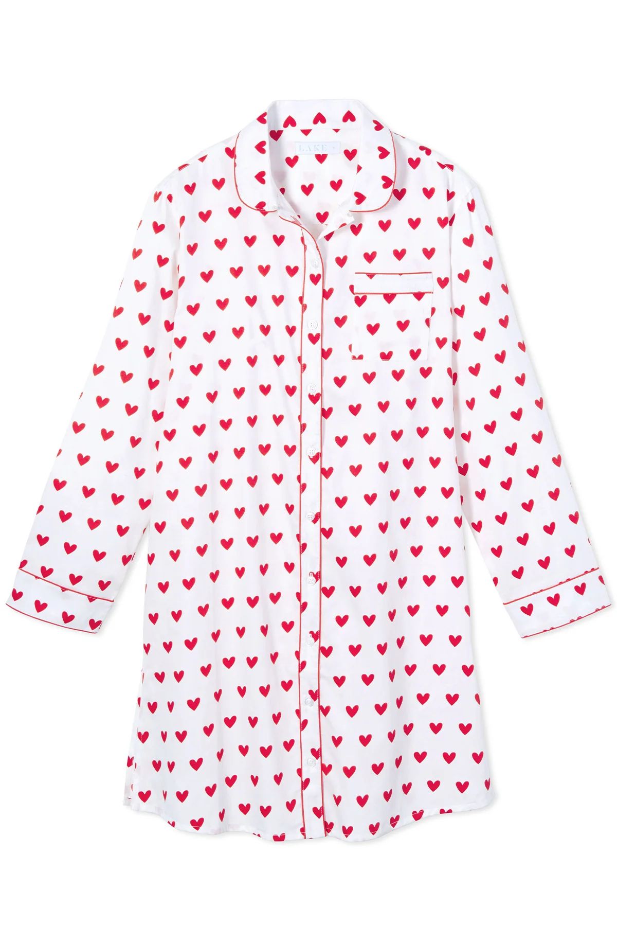 Poplin Nightshirt in Heart | LAKE Pajamas