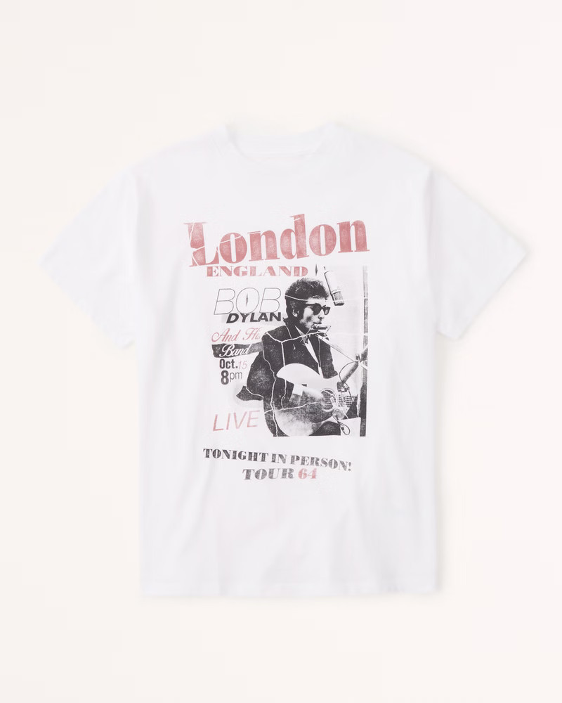 Oversized Boyfriend Bob Dylan Graphic Tee White Tee White Tshirt White Top Tops Summer Outfits | Abercrombie & Fitch (US)