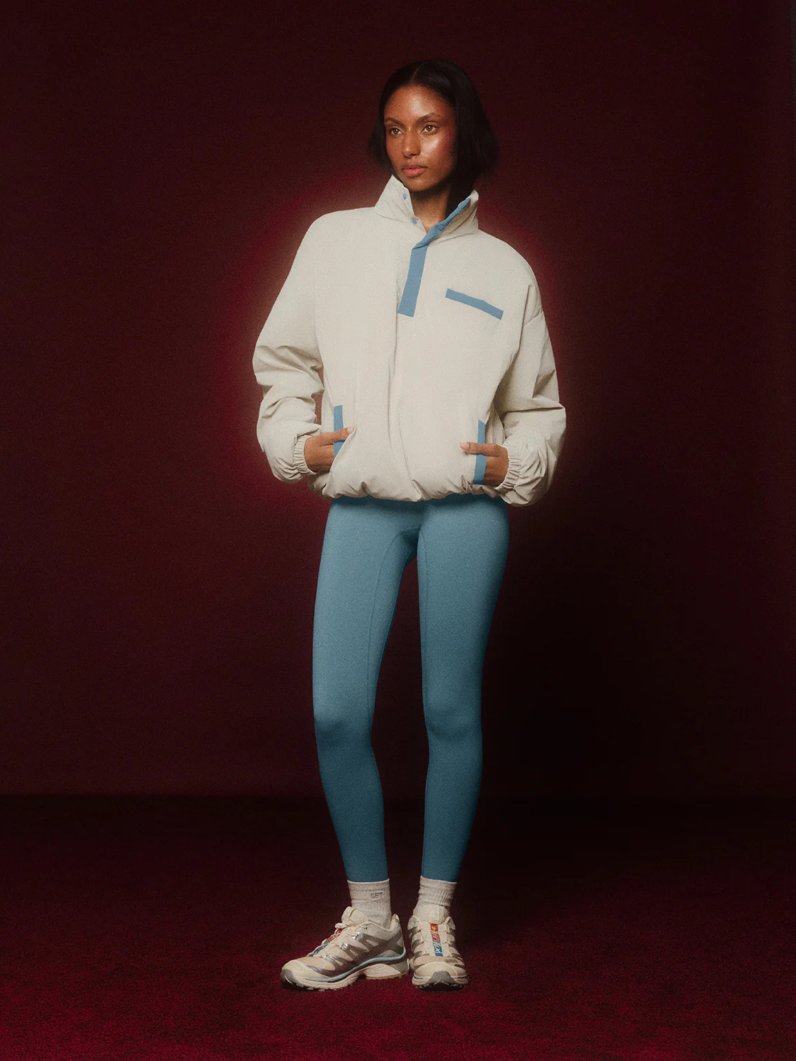 NYLON PUFF QUARTER SNAP JACKET - GLISTEN | SET Active