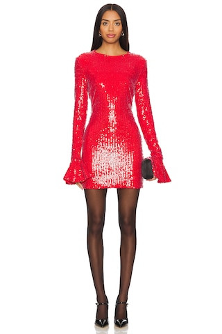 ROTATE Sequins Long Sleeve Mini Dress in Racing Red from Revolve.com | Revolve Clothing (Global)