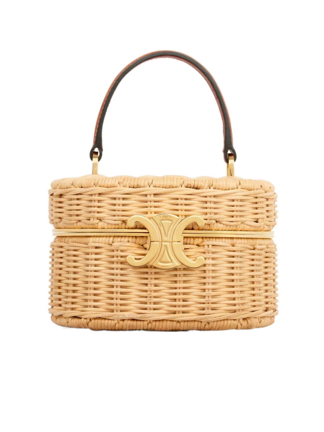 TRIOMPHE OVAL BOX IN WICKER AND CALFSKIN | Senser US