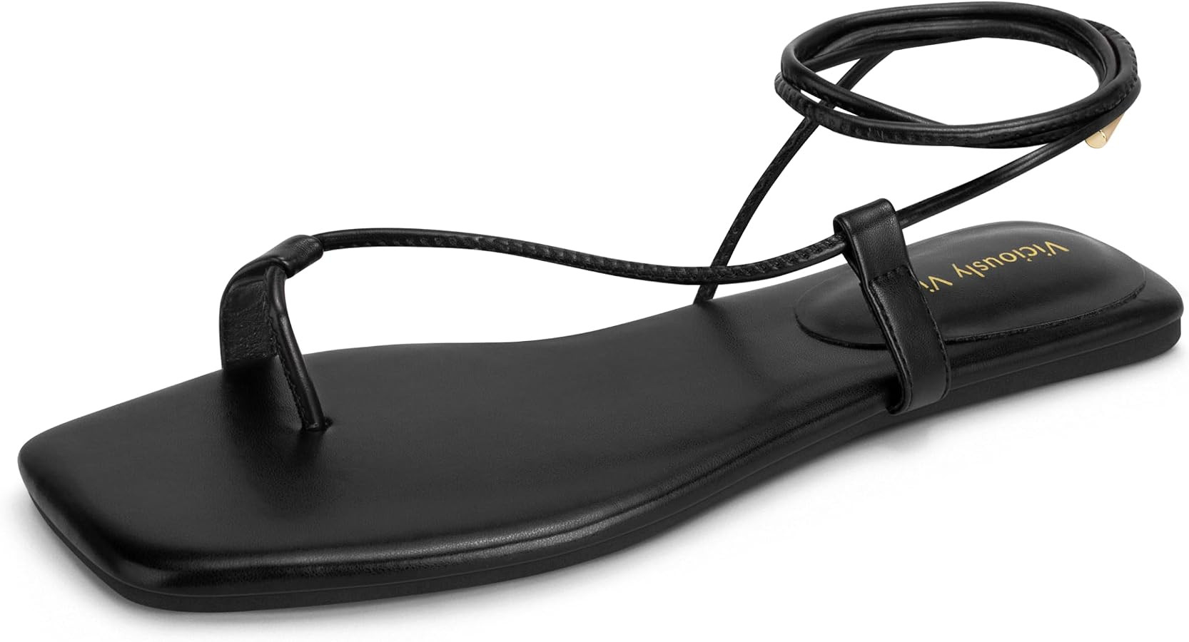 Women's Lace Up Sandals Strappy Flats Gladiator Wrap Flip Flop Tie Open Ring Toe Summer Shoes | Amazon (US)