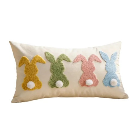 Decorative Rectangular Throw Pillow with Bunny Pattern Soft Plush Accent Cushion for Sofa Bed Chair Home Decor | Walmart (US)