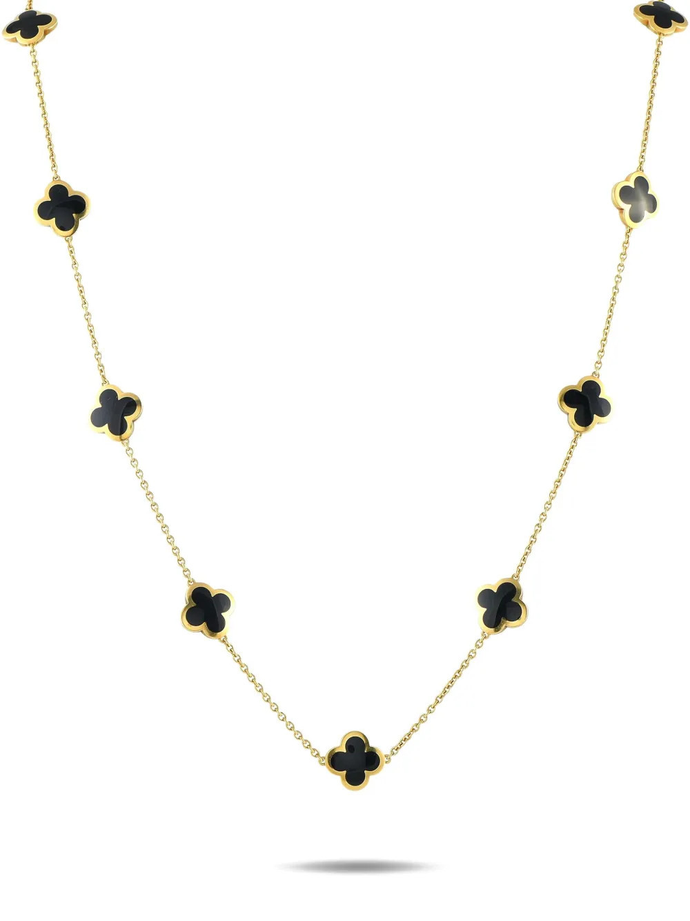 Van Cleef & Arpels 18K yellow gold Pure Alhambra onyx necklace | Farfetch Global