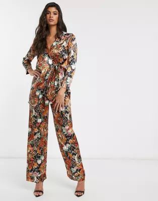 New Girl Order relaxed pants in dragon floral satin two-piece | ASOS (Global)