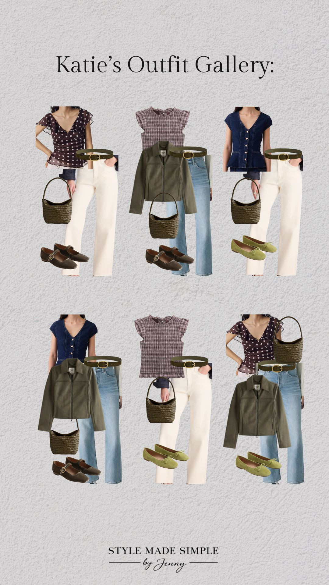 A petite-friendly capsule wardrobe that makes getting dressed easy.

These are the exact pieces I chose for my client's custom capsule wardrobe: a pair of flattering petite-friendly jeans, cream trousers, elevated tops, a lightweight jacket, comfortable flats, and timeless accessories that all mix and match effortlessly. 

We built outfits that work for a casual office, weekend errands, brunch, travel, and everyday life—all with just a few versatile pieces.

If getting dressed feels overwhelming, a custom capsule wardrobe takes the guesswork out of your closet. 

I create a personalized wardrobe with shoppable links and a complete outfit lookbook tailored to your body type, lifestyle, budget, and style.

Book your own custom capsule wardrobe here:
https://stylemadesimplebyjenny.com



petite capsule wardrobe / petite-friendly outfits / casual office outfits / business casual style / capsule wardrobe / elevated everyday style / work trip outfits / smart casual outfits / wardrobe essentials / mix and match outfits / casual chic style

 

 #LTKootd #LTKPetite #LTKWorkwear