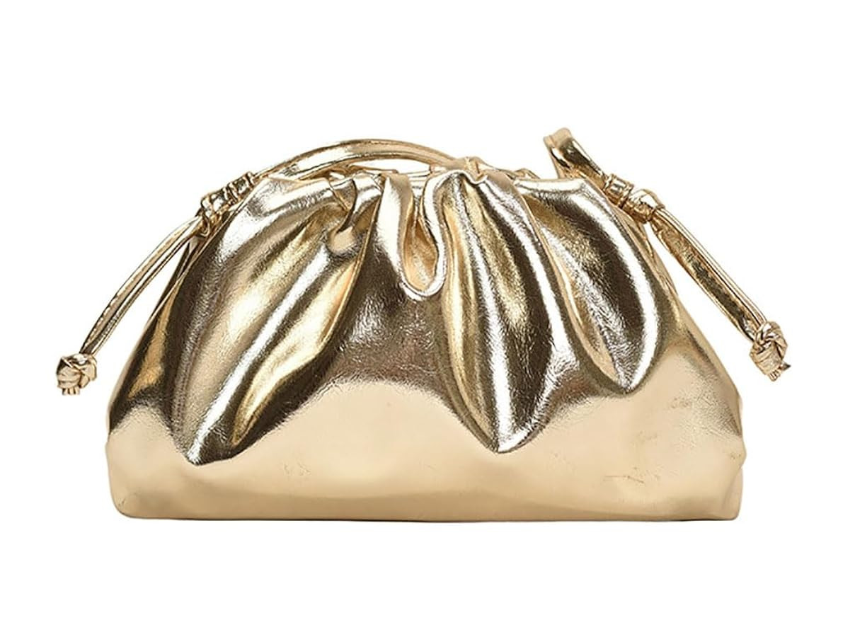 Dressy Vegan Leather Metallic Ruched Clutch Purse for Women Pleated Evening Bag for Wedding Party... | Amazon (US)