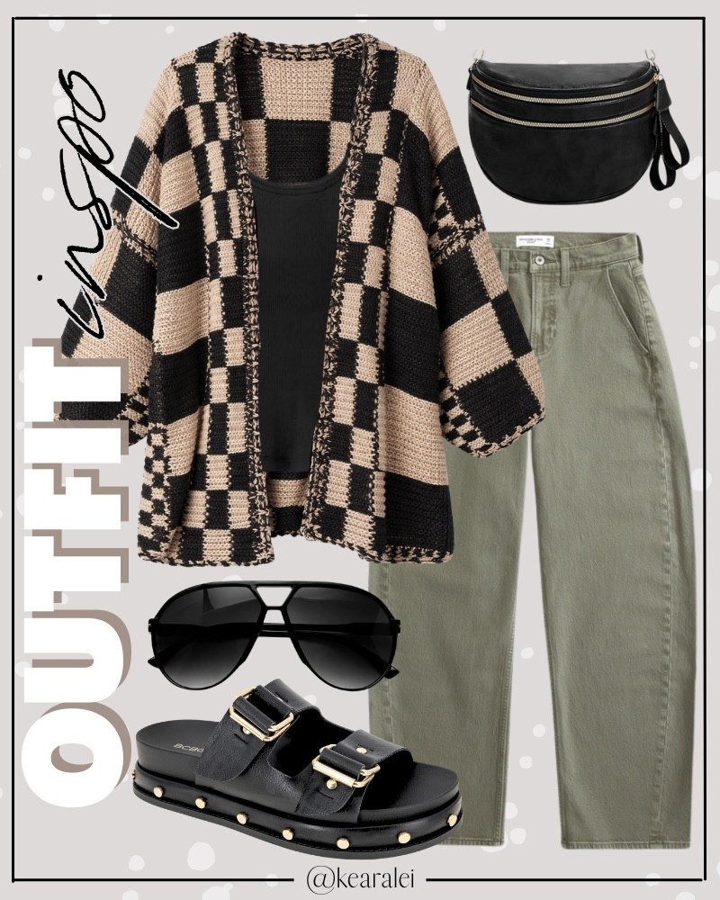 Spring outfits 2026 casual outfit cool mom outfits midsize outfit teacher outfits business casual Free People inspired outfit looks for less Amazon fashion affordable outfits tan beige black checkered checked cardigan layered over black tank top shirt knit top with wide Amazon free people inspired Abercrombie & fitch olive green barrel jeans barrel leg denim black Birkenstocks inspired sandals platform strappy sandals studded gold buckle black leather bum bag crossbody purse boho outfit casual mom outfit momiform business casual teacher outfit teaching workwear office work wear outfits || #freepeople #boho #amazon #walmart #target #fashion #spring #teacher
.
.
deals sales sale alert Amazon fashion, teacher outfits, business casual, casual outfits, neutrals, street style, Midi skirt, Maxi Dress, Swimsuit, Bikini, Travel, skinny Jeans, Puffer Jackets, Concert Outfits, Cocktail Dresses, Sweater dress, Sweaters, cardigans Fleece Pullovers, hoodies, button-downs, Oversized Sweatshirts, Jeans, High Waisted Leggings, dresses, joggers, fall Fashion, winter fashion, leather jacket, Sherpa jackets, Deals, shacket, Plaid Shirt Jackets, apple watch bands, lounge set, Date Night Outfits, Vacation outfits, Mom jeans, shorts, sunglasses, Disney outfits, Romper, jumpsuit, Airport outfits, biker shorts, Weekender bag, plus size fashion, Stanley cup tumbler, boots booties tall over the knee, ankle boots, Chelsea boots, combat boots, pointed toe, chunky sole, heel, high heels, mules, clogs, sneakers, slip on shoes, Nike, adidas, vans, dr. marten’s, ugg slippers, golden goose, sandals, high heels, loafers, Birkenstocks, Steve Madden Target, Abercrombie and fitch, Nordstrom


#LTKSaleAlert #LTKootd #LTKSeasonal