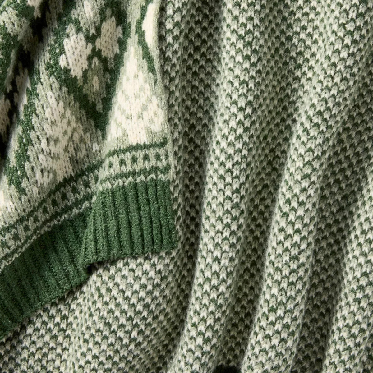 Knit Fair Isle Throw Blanket Green/Cream - Threshold™ designed with Studio McGee | Target