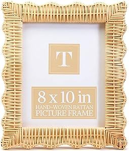 Two's Company Wicker Weave Rattan Photo Frame 8x10 - Hand Woven Picture Frame, Rattan Wall Decor,... | Amazon (US)