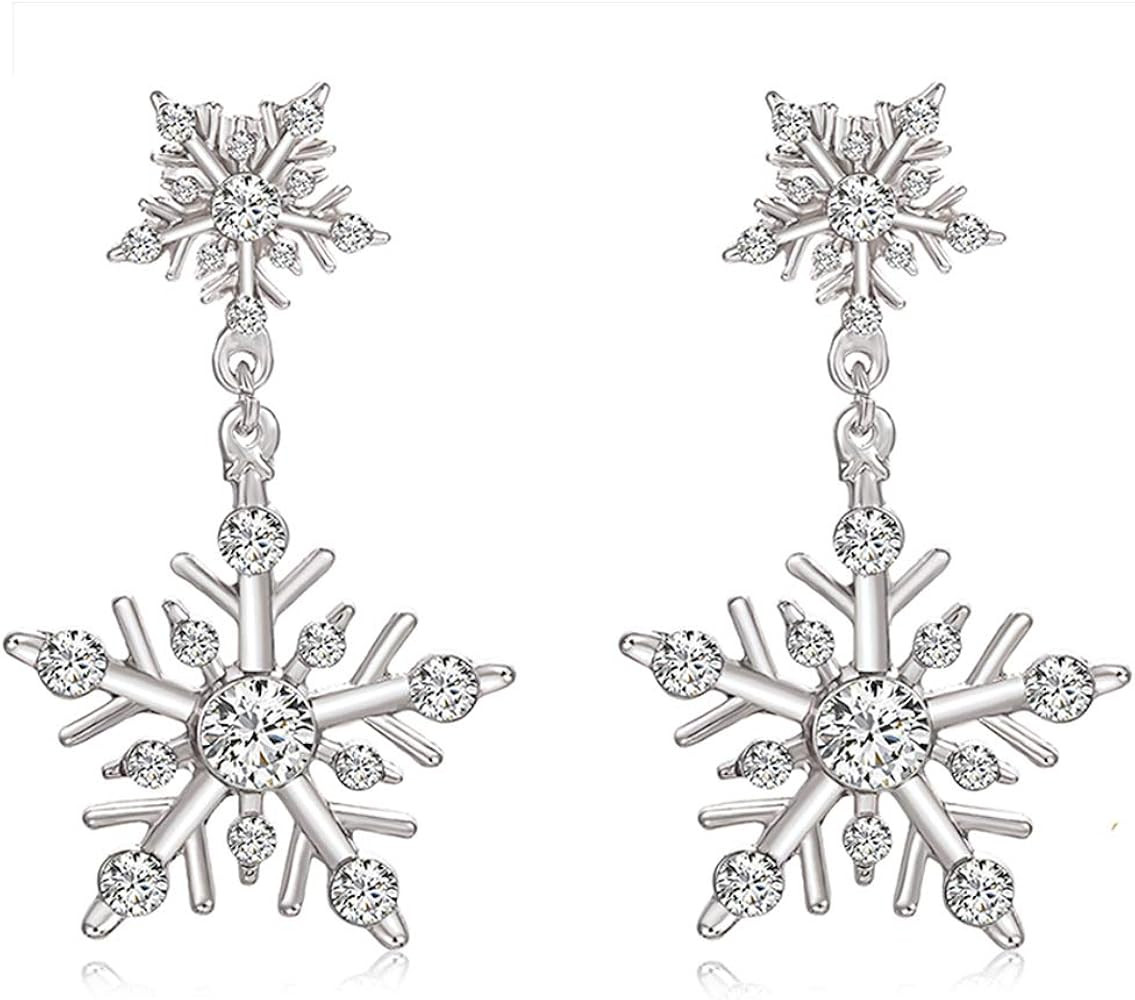 Winter Snowflake Flower Drop Dangle Earrings Hypoallergenic Snowflake Pierced Stud Earrings For W... | Amazon (US)