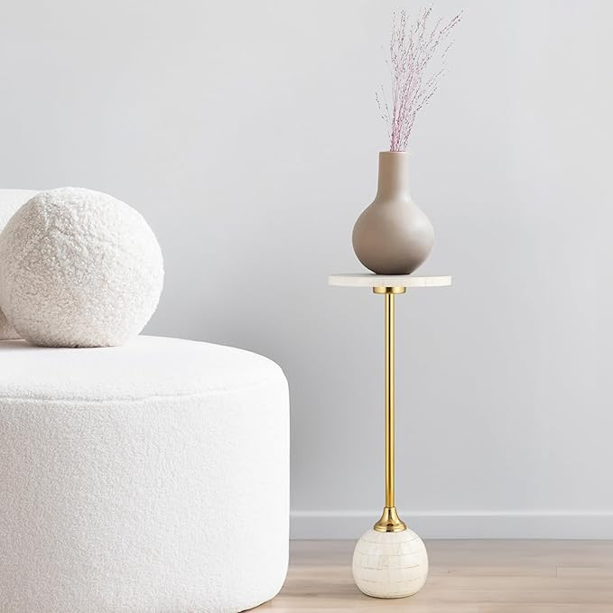 JONATHAN Y END1005A Evelyn 26" Modern Glam Metal/Resin Mosaic Pedestal Drink Table, Cream/Gold fo... | Amazon (US)