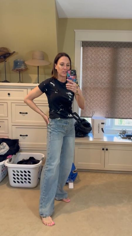 Who doesn’t love a good pair of wide leg jeans?! I am thinking these will be great with t-shirts and tank tops as soon as the weather warms up! I love all the pockets and that the wait is adjustable! Wearing size 25 in jeans. 

#LTKover40 #LTKstyletip #LTKVideo