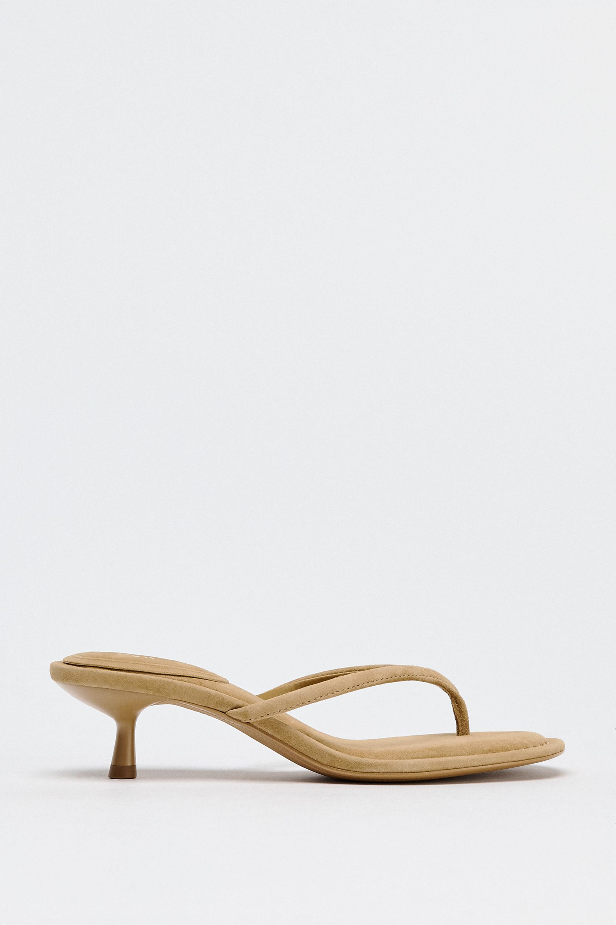 SPLIT SUEDE HEELED SANDALS | Zara UK