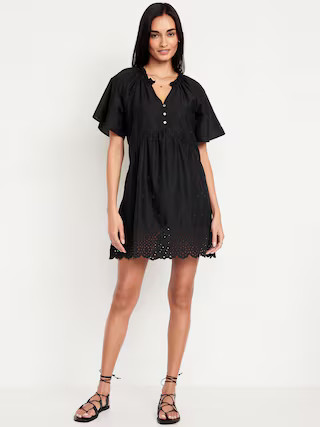 Split-Neck Mini Swing Dress | Old Navy (US)