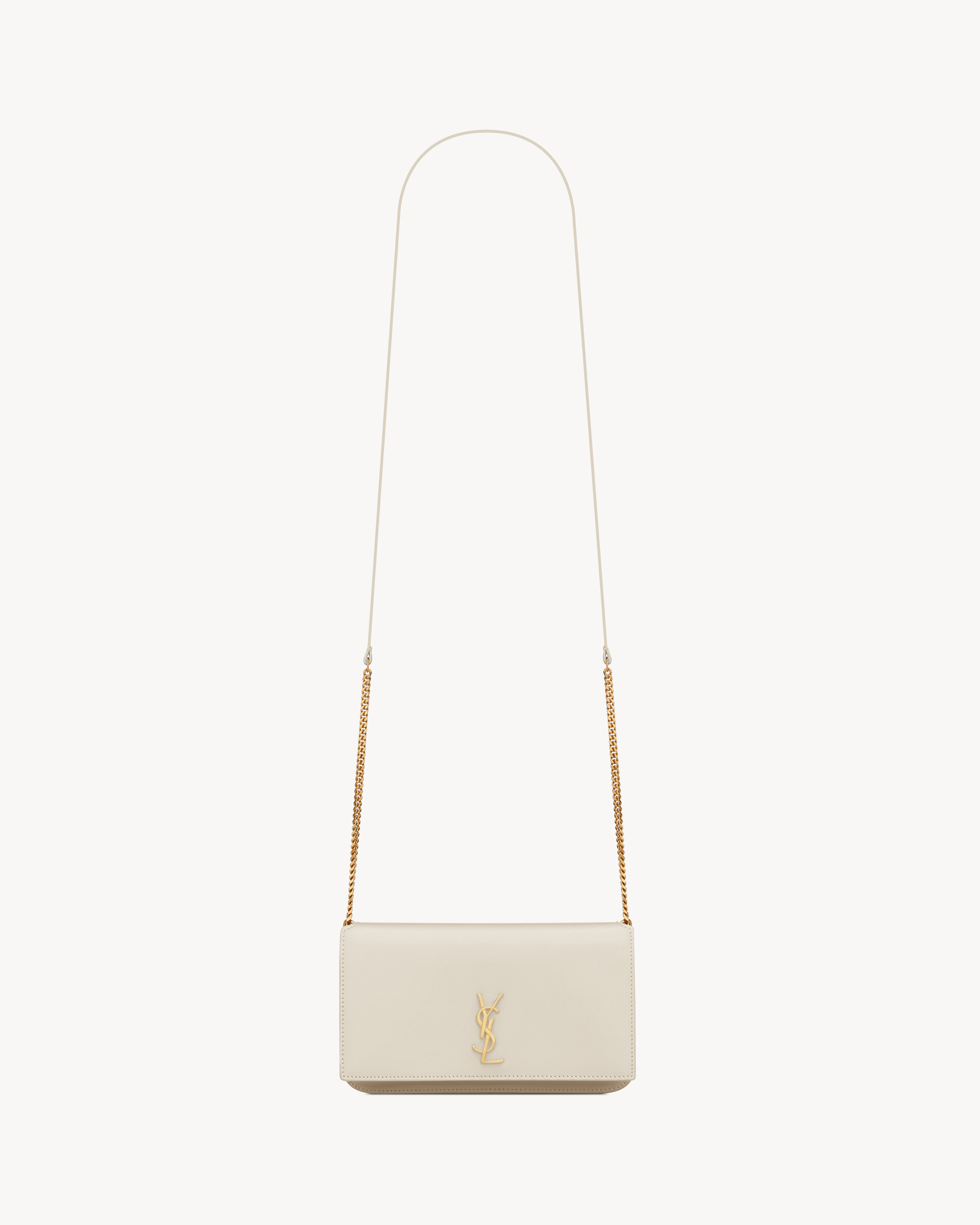 Saint Laurent Cassandre Phone Holder In Smooth Leather - White - Women - One Sizenisex | Saint Laurent Inc. (Global)