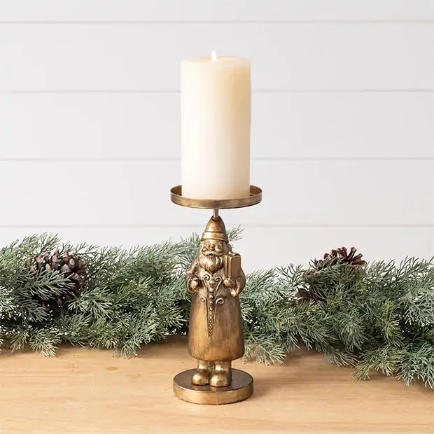 Santa Figure Candle Holder | Antique Farm House