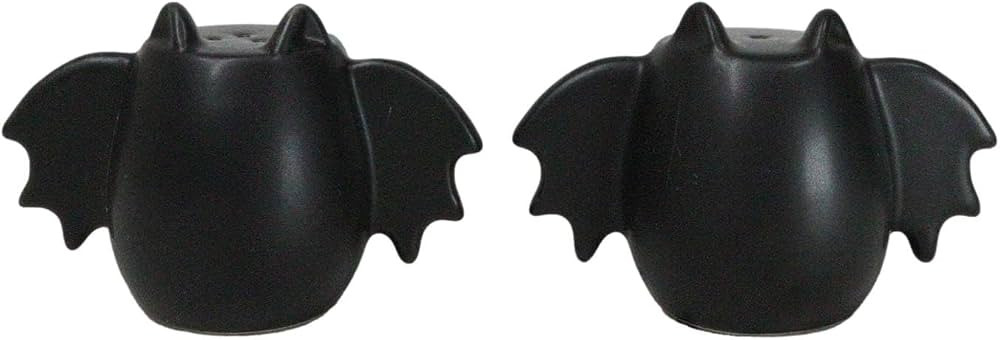 Ebros Gift Matte Black Bat Wings Silhouette Abstract Ghost Bats Ceramic Salt And Pepper Shakers S... | Amazon (US)