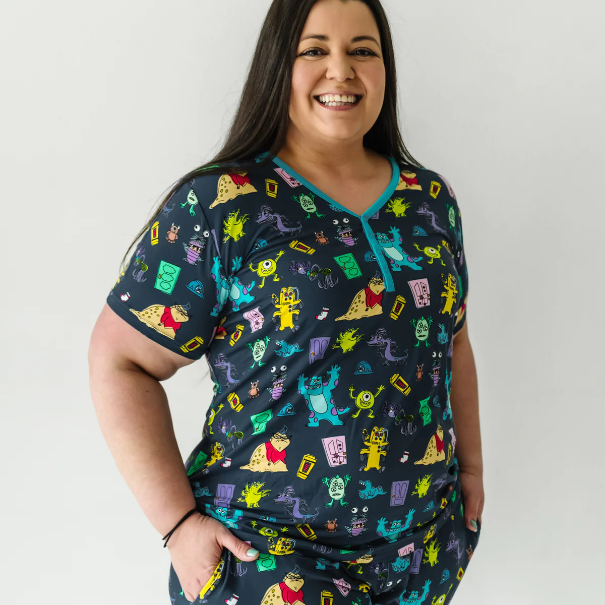 Disney & Pixar Monsters, Inc. Women's Short Sleeve Bamboo Viscose Pajama Top | Little Sleepies