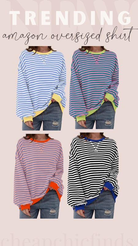 ✨Trending✨ oversized striped long sleeve Amazon shirt!! I sized up to a medium!

#amazonfind #amazonfashion #viralamazon #getthelookforless

#LTKfindsunder50 #LTKstyletip