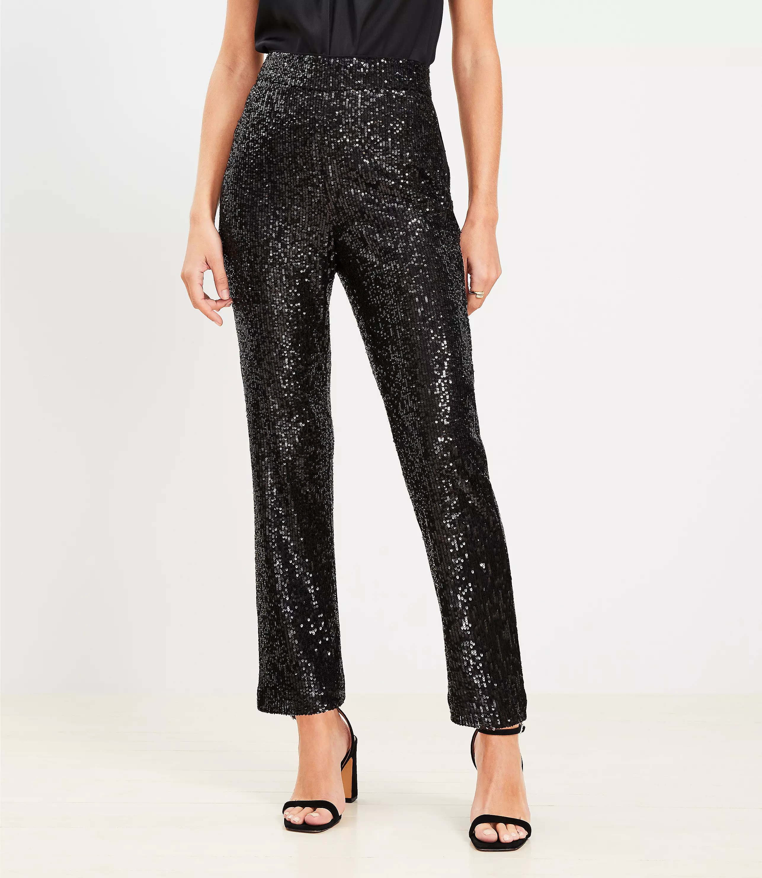 Petite Side Zip Slim Pants in Sequin | LOFT