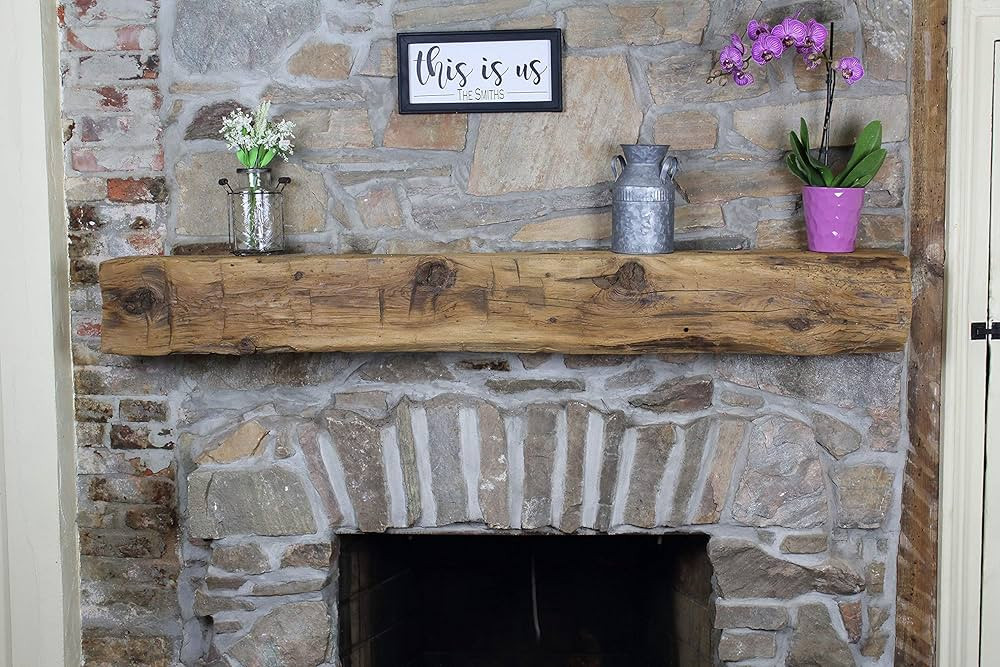 Modern Timber Craft Fireplace Mantel Shelf - Hand Hewn Wood Barn Beam - Authentic Reclaimed Woode... | Amazon (US)
