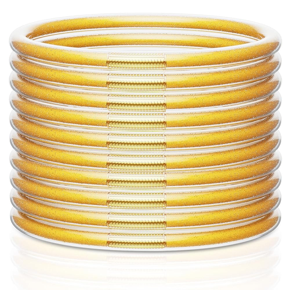 Glitter Jelly Bracelets, Soft Silicone Glitter Filled Jelly Bangles Bracelets Women- Sparkling Fa... | Amazon (US)