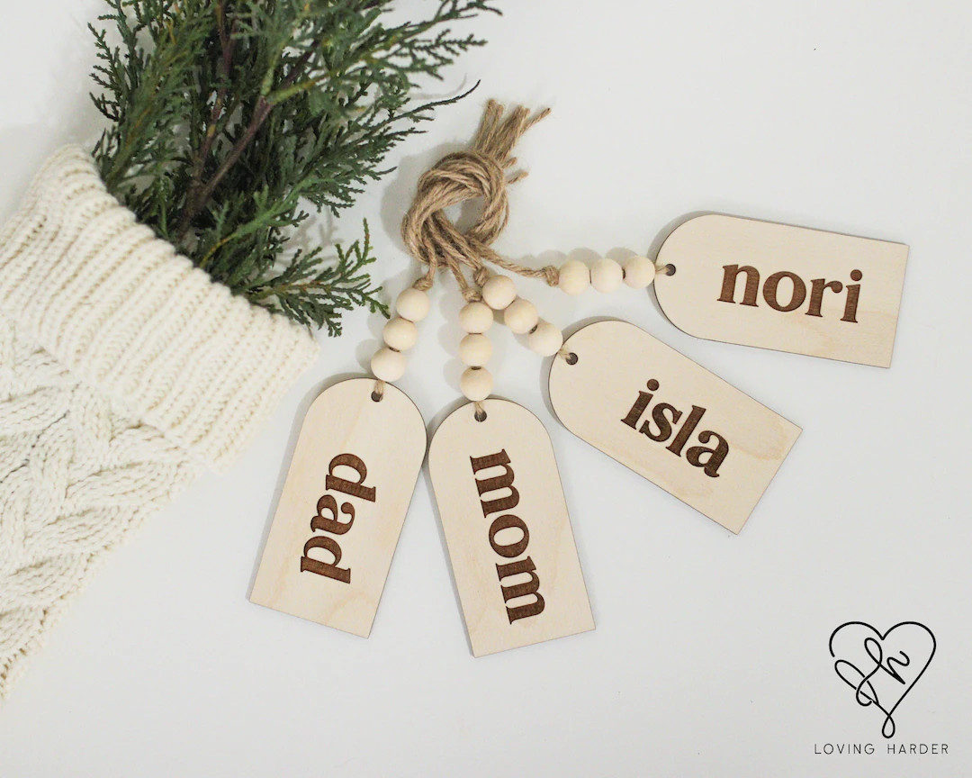 Stocking Name Tags Personalized Christmas Tags Custom Wood - Etsy | Etsy (US)