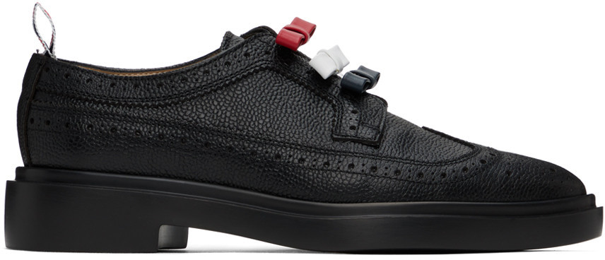 Thom Browne Black 3-Bow Longwing Derbys | SSENSE
