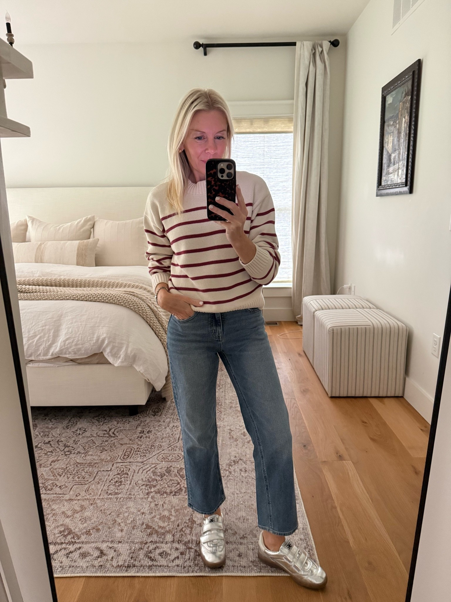 Loving these new straight leg jeans! So comfy for the season! Wearing petite length for a more cropped look  in the stone blue wash - on sale now under $100

#LTKootd #LTKgrwm #LTKOver40