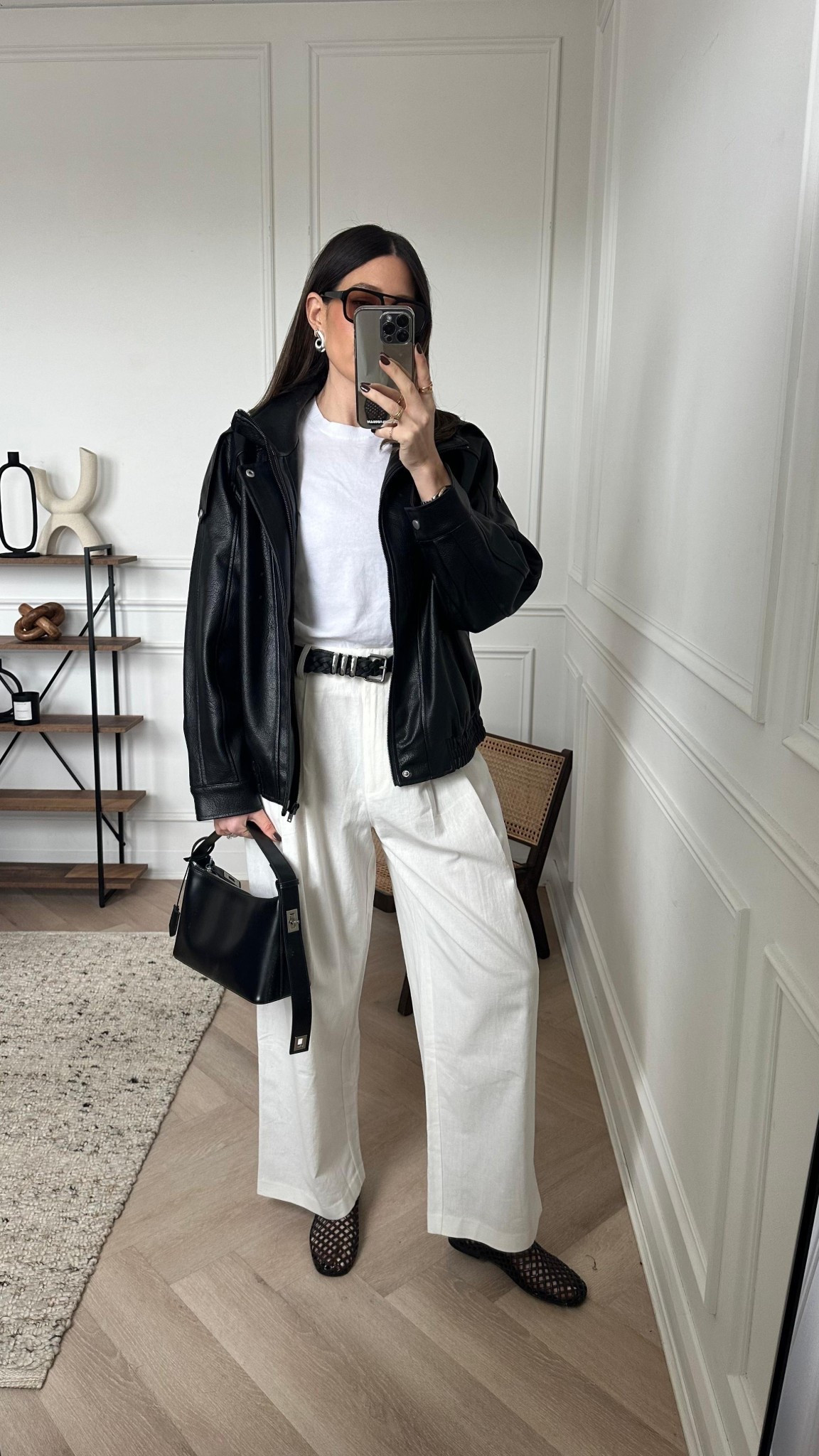 Leather jacket, white trouser styling 🖤

#LTKstyletip #LTKuk #LTKspring