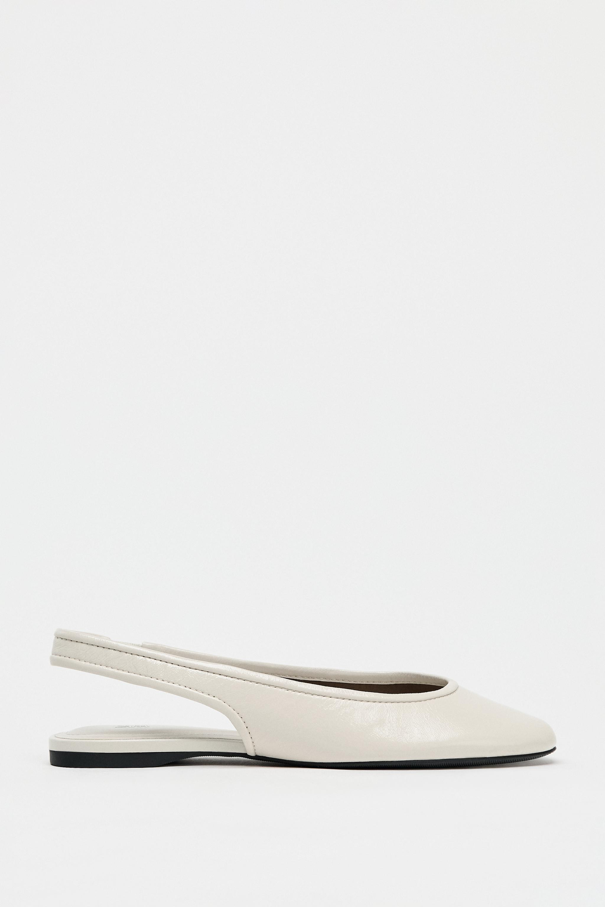 LEATHER SLINGBACK BALLERINAS | Zara US