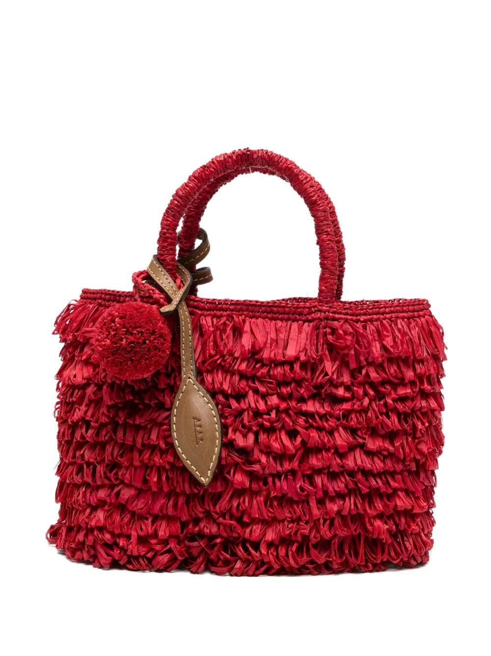 AFAR fringed raffia tote bag - Red | Farfetch Global
