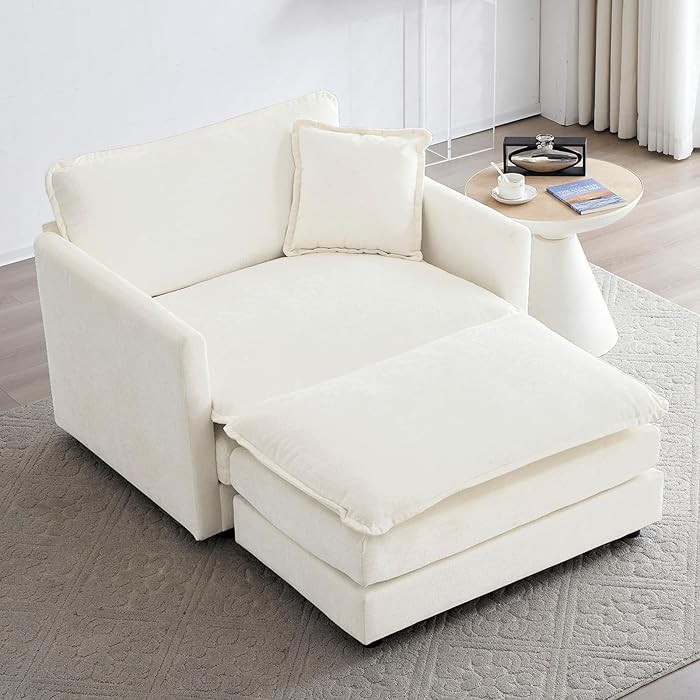 KIVENJAJA 41.4”W Oversized Sofa Chair with Ottoman, Modern Chenille Deep Seat Single Couch Armc... | Amazon (US)