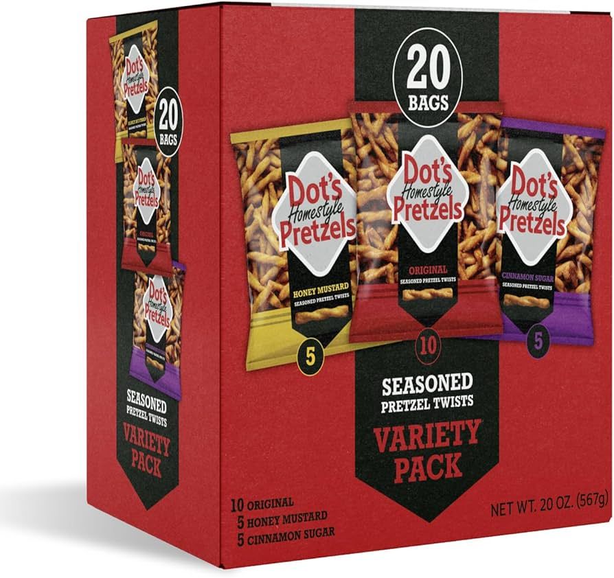 Dot's Pretzels Variety Pack, Original, Honey Mustard, and Cinnamon Sugar Pretzel Twists, Healthy ... | Amazon (US)