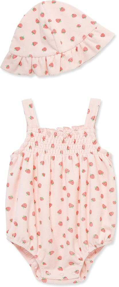 Little Me Clothes for Baby Girls' Terry Bubble Romper and Hat Set, 3 to 12 Months | Amazon (US)