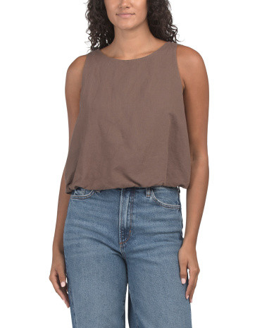 Made In Italy Linen Blend Bubble Hem Crop Top | Tops | Marshalls | Marshalls