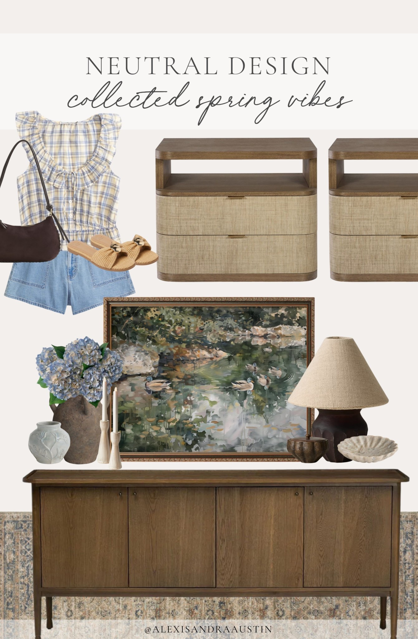 Collected spring style with some of my recent favorite finds! Loving this spring outfit inspo, fresh furniture finds, and all the elements that tie into a classic, collected spring home.

Home finds, neutral home inspo, spring favorites, spring fashion, furniture favorites, neutral wood tones, nightstand details, digital art, table lamp, spring vases, sideboard details, faux floral, Abercrombie and Fitch, Wayfair, Etsy, found it on Amazon, Perigold, Target style, shop the look!

#LTKSeasonal #LTKHome