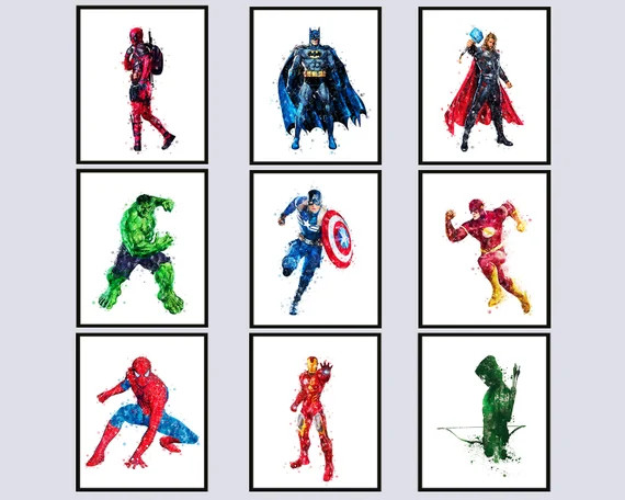 Superhero Print Superhero Watercolor Avengers Printable Marvel DC Comics Poster Superheros Movie ... | Etsy (US)