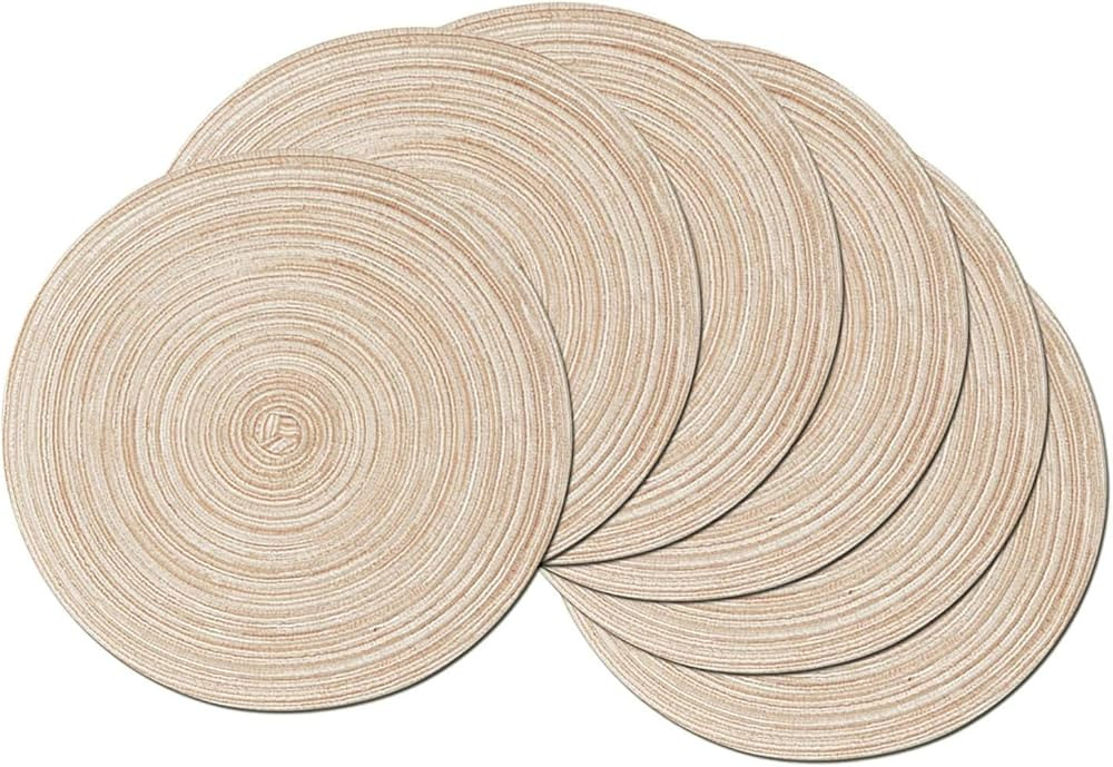 SHACOS Round Braided Placemats Set of 6 Washable Round Placemats for Kitchen Table 15 inch Round ... | Amazon (US)
