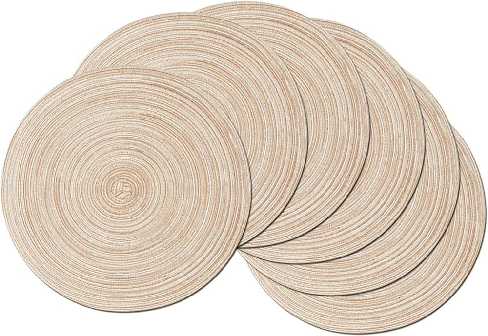 SHACOS Round Braided Placemats Set of 6 Washable Round Placemats for Kitchen Table 15 inch Round ... | Amazon (US)