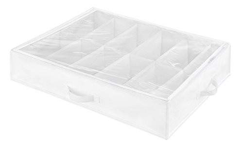 Whitmor Underbed Shoe Bag, White with Clear Top | Amazon (US)