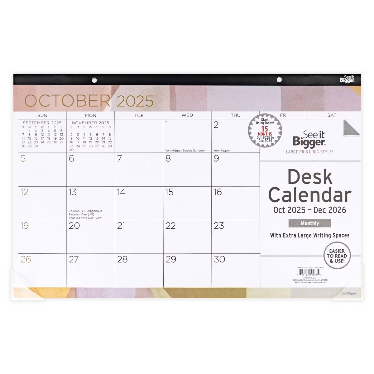 See It Bigger 2025-2026 15 Months 11"x17" Monthly Desk Pad Calendar | Target