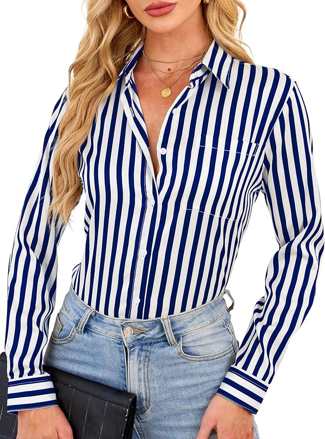 Button Down Shirts Long Sleeve Blouse Dressy Casual Tops | Amazon (US)
